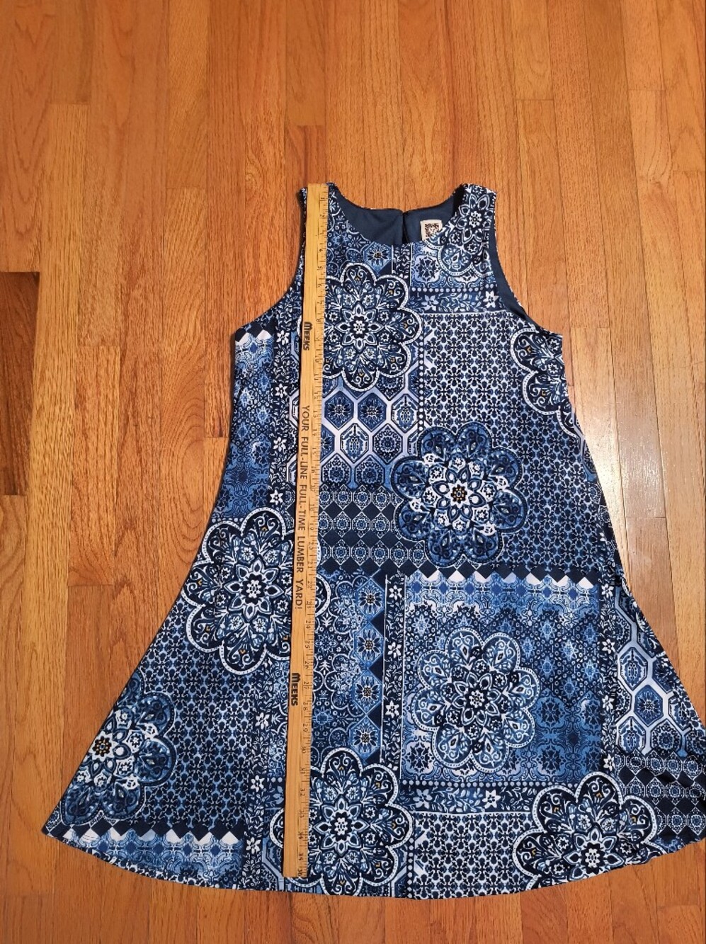 Anne Klein sleeveless dress, women's 10, blue geometric - Picture 9 of 16